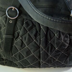 Vera Bradley Vintage Black Microfiber Large Shoulder Bag